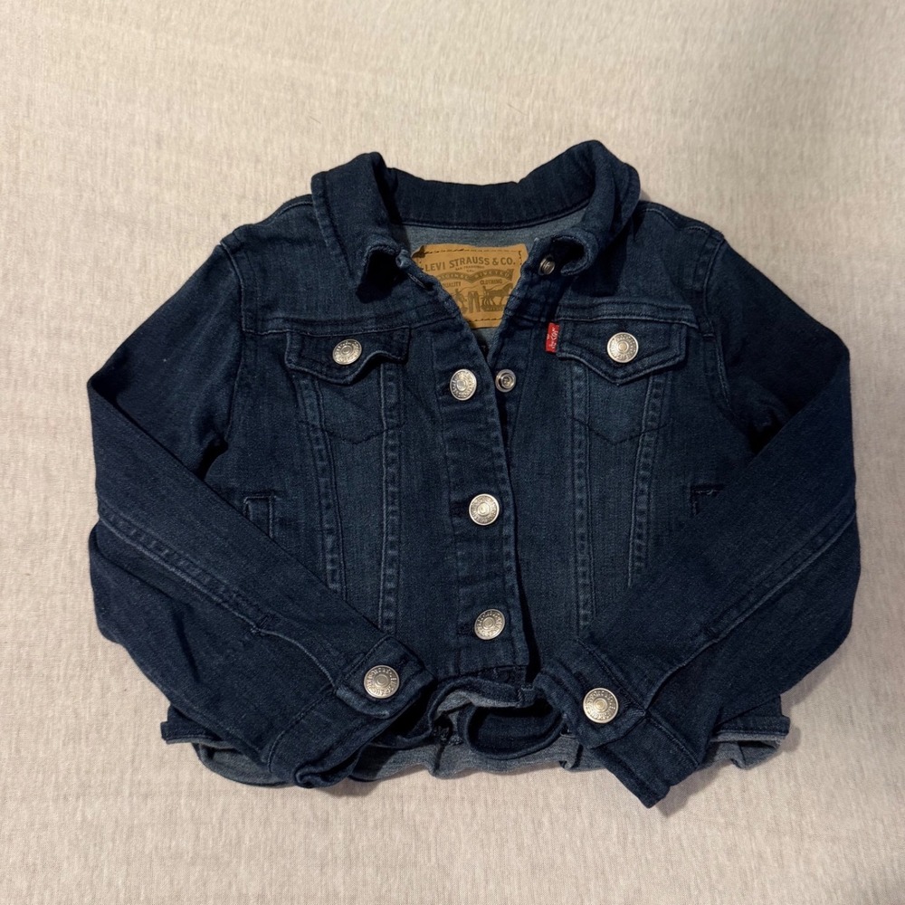 Levis Girls Denim‎ Trucker Jacket Indigo Blue Ruffle Back 24M 4856-K6T